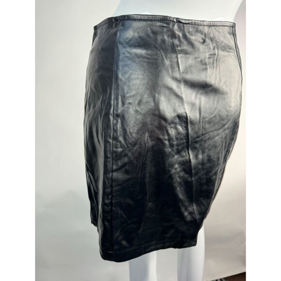 Vintage Wild Blue Faux Leather Button-Front Mini Skirt Black Size M Women's - Picture 11 of 16